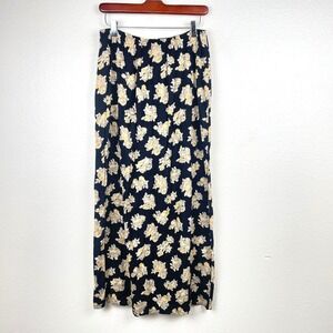 Y2K 90s Vintage Skirt Sz L Fairy Grunge Cottage Witchy Phoebe Midi Floral Black